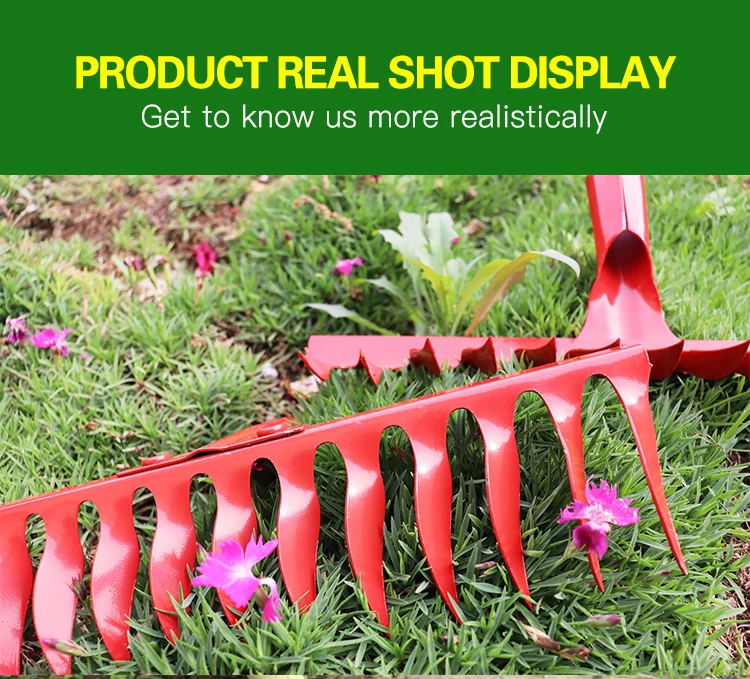 product wholesale farm hand tools 14 teeth twisted teeth garden  steel rakes head-2