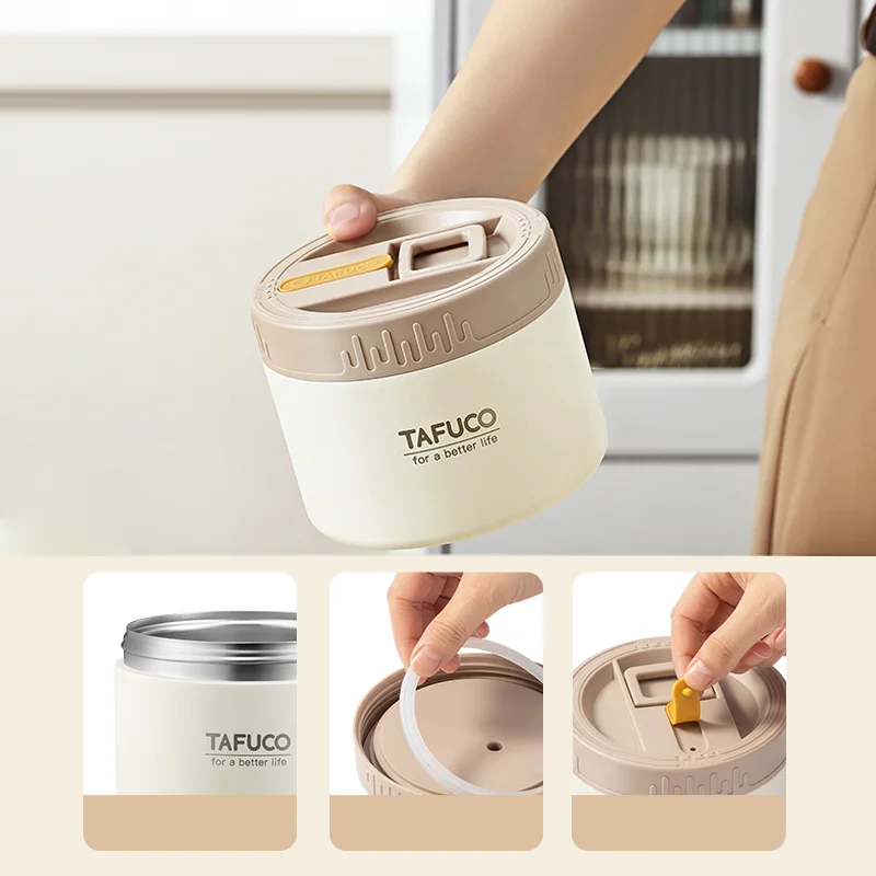 Hot Food Thermos Multi Compartment Food Flask Multi-size Round