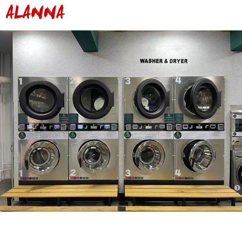 ALANNA Top Popular Laundry Washing Machine for Commercial Use Coin/card/token Washing Machine Dryer