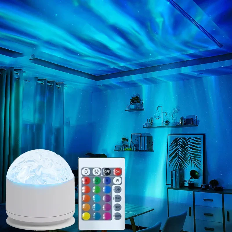 Wholesale Northern Lights Ocean Wave 3D Holographic Water Ripple Projector Light Remote Control USB/Type-C Powered Living Room