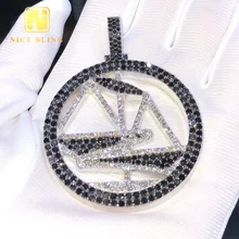 New Design Ice Out Black And White VVS Moissanite Pendant Silver 925 Custom Hip Hop Moissanite Diamond Jewelry Pendant Necklace