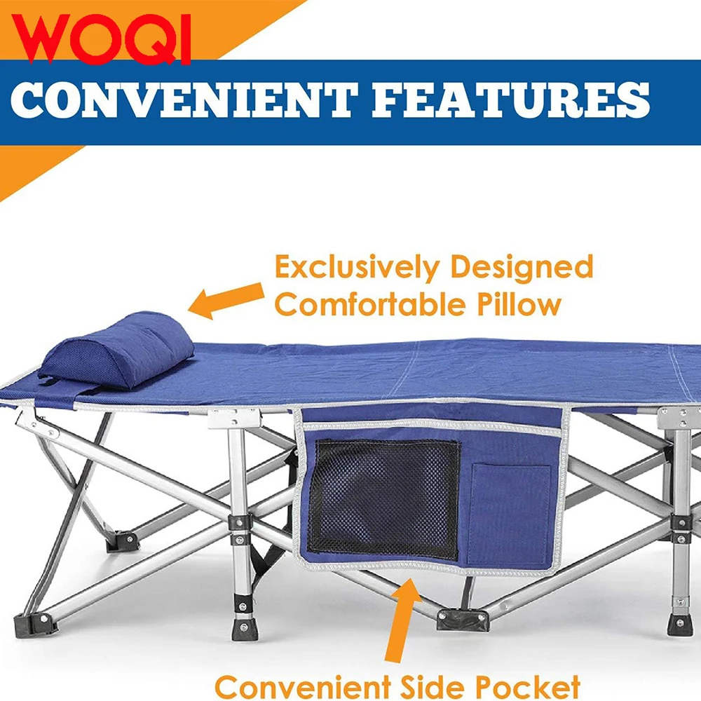 WOQI Luxury Comfortable Extra Heavy Folding Camping Bed Adult Folding Bed