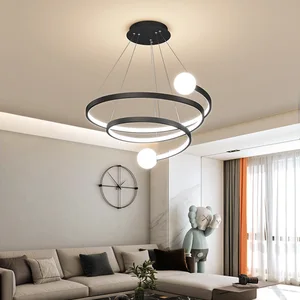 JACKSUN Nordic Minimalist Modern Pendant Lamp Creative Twist LED Strip for Office Ring Chandelier with LED Light