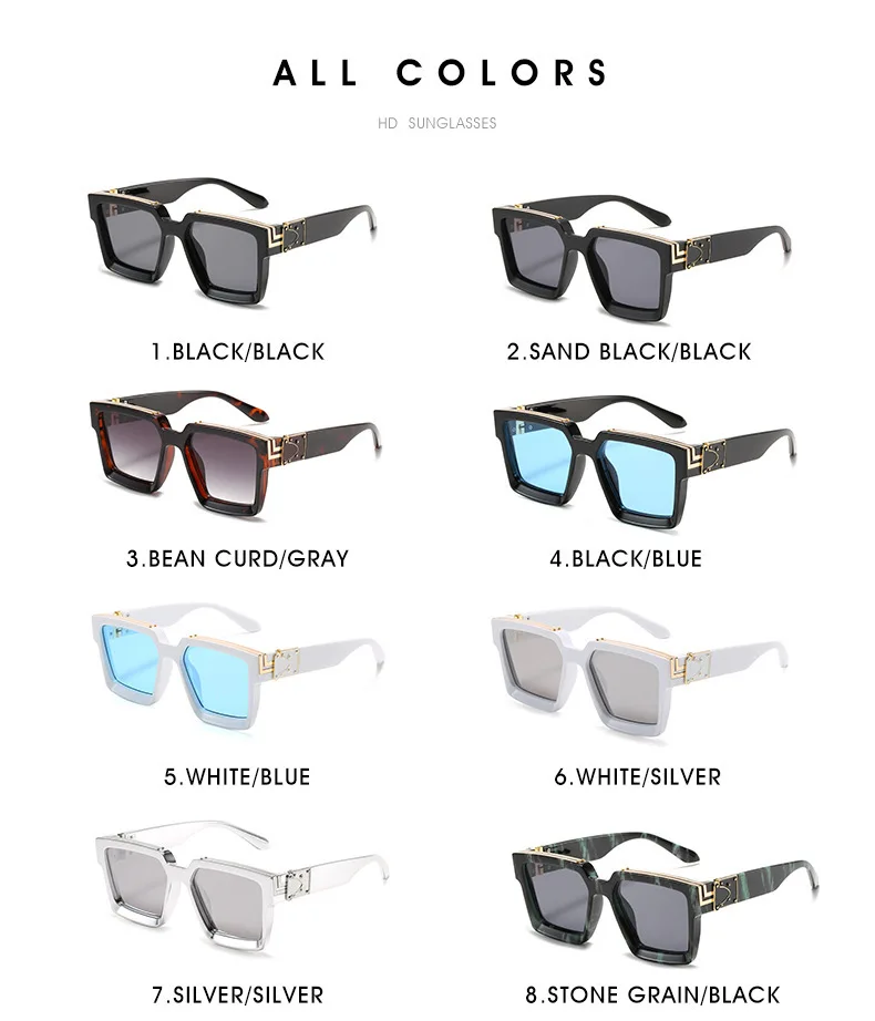 Big Square Oversized Chrome Effect Emerald Green Frame Black Lens Tattoo Hip Hop Style Unisex Eyewear Plating Sunglasses