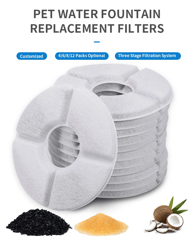 Resin Carbon Cat Drinking Fountain Replacement Filter Pet Water Fountain Filter,Round Activated