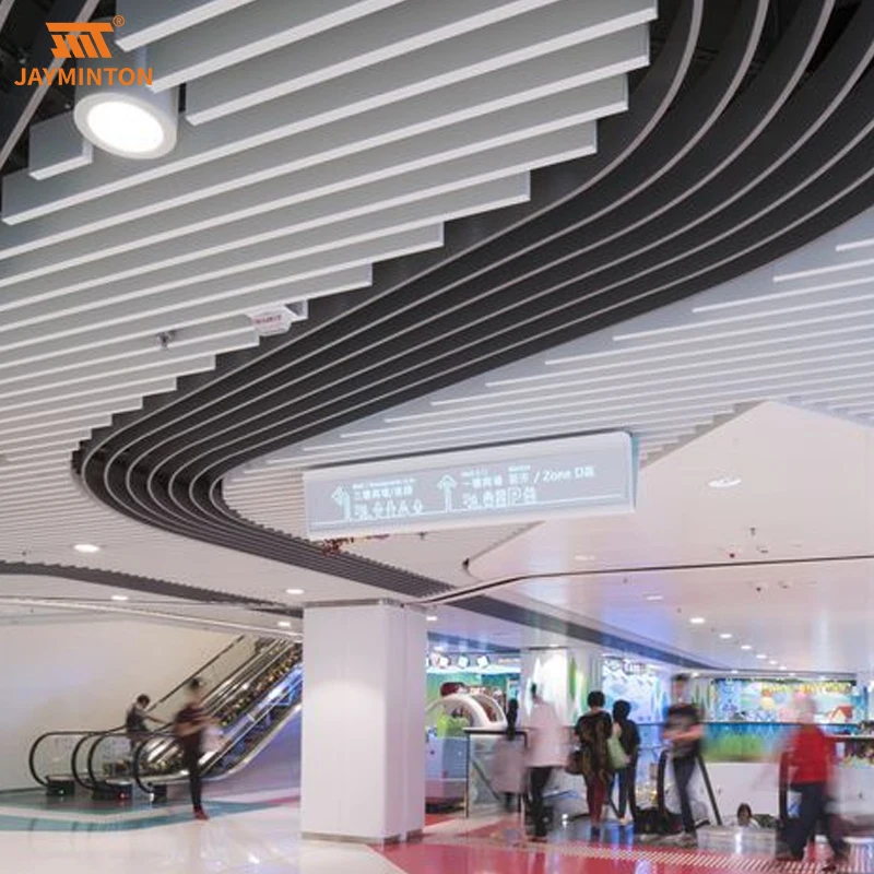 Foshan Manufacturer Soundprood Hanging System Acoustic Softfold Curved Metal Ceiling Aluminum Baffle Ceiling