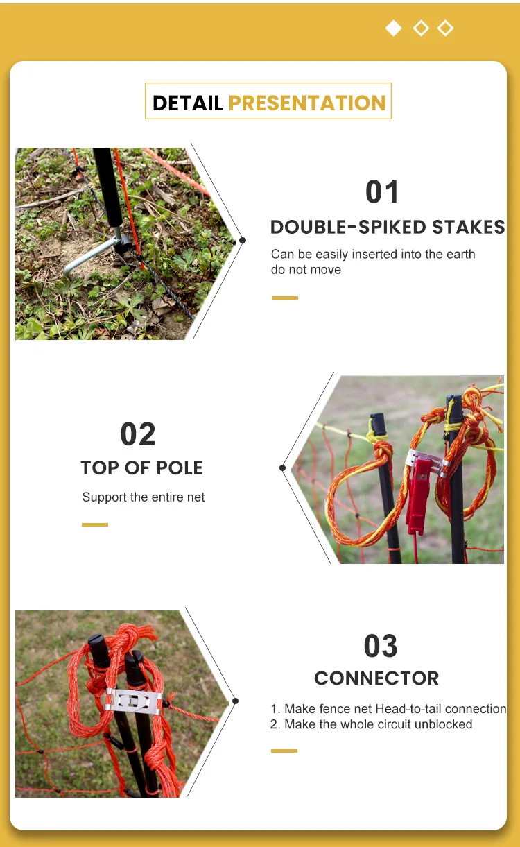 Sustainable 90cm Height Farm Electric Sheep Netting With Double Spike