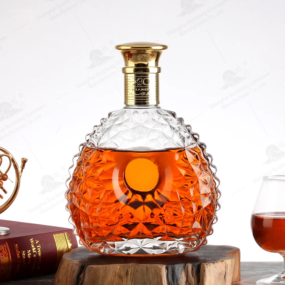 Customized Professional 750ml Premium Fancy Flint XO Brandy Cognac Tequila Vodka Whisky Liquor Glass Bottle