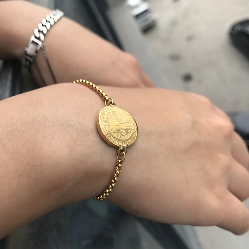 
Регулируемый католический непоглощающий Религиозный браслет из нержавеющей стали, христианские браслеты, амулетные браслеты, ювелирные изделия 