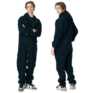 Wholesale Custom Men Long Sleeve Hooded Safety Overalls Mechanic Workwear Construction Coverall Jumpsuit