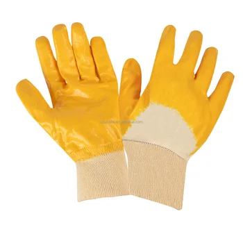 GD4001Y Heavy Duty Construction Safety Gloves  Anti-Slip Anti-Impact Protective Work Gloves Jersey Lining Nitrile Dipped