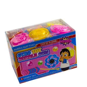 Hot Selling Plastic Flywheel Spinning Toys and Bubble Gum Candy With Tattoo