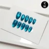 Cuentas de vidrio azul océano ojo de gato
