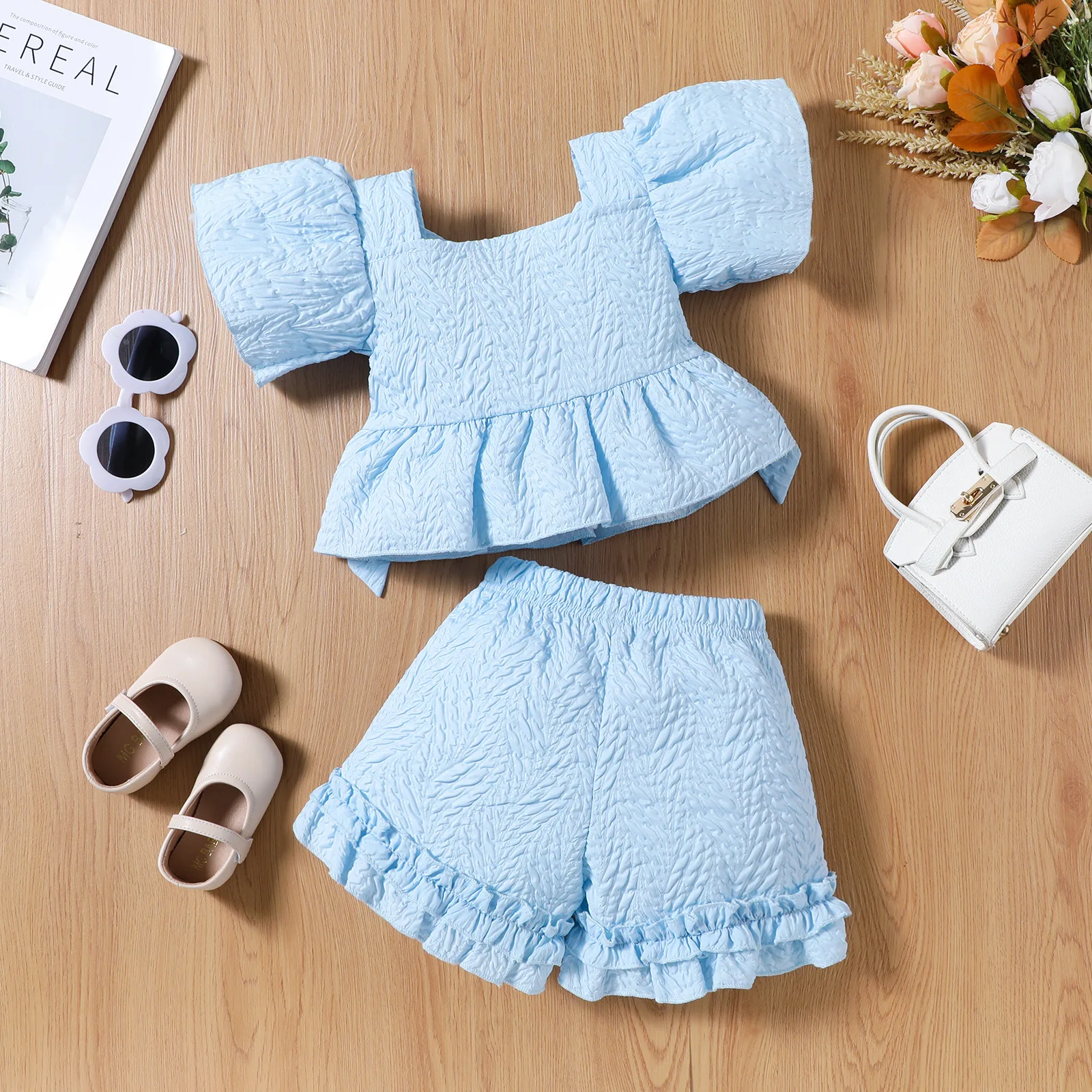 Summer Beautiful 2 Pieces Set Without School Clothes for Sexy Baby Girls Photo