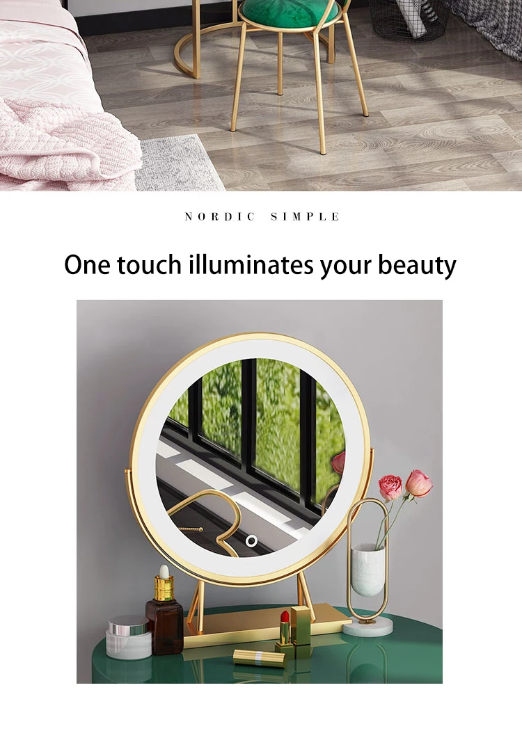 Circular light luxury small modern iron art makeup cabinet integrated mirror bedroom furniture modern dresser drawer for girl