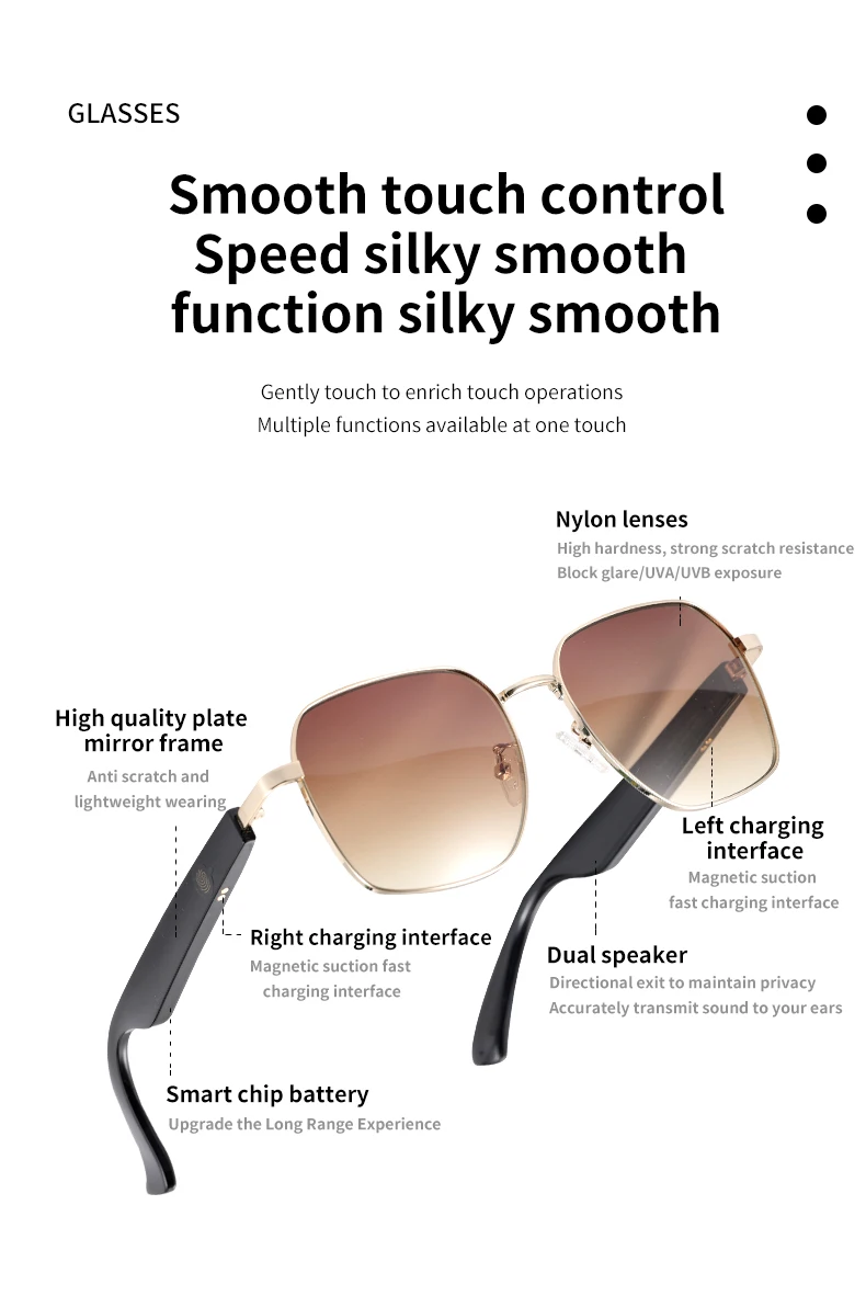 2026 MZ02 Smart Wearable Headset Women Men Sunglasses Hands-Free Calls BT Audio Music Smart Glasses with BT Speaker