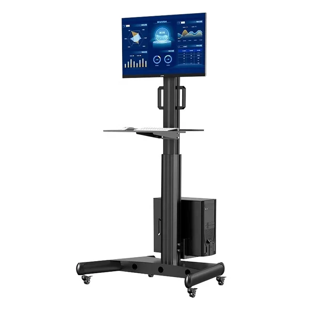 New Design Customized Dual screen ground display movable TV mount with Stand for Hospital Office