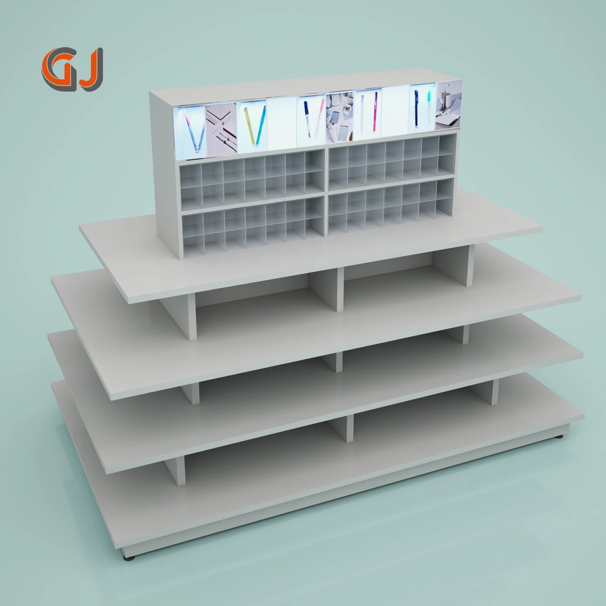 Modern Retail Store 4 Tiers Display Stand Rack Table Wooden Makeup Shelvinig for Stationery Gift Boutiques Shop