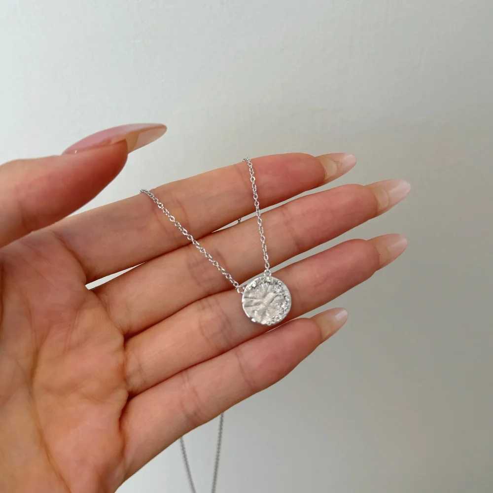 KAKODIY Charming Design Jewelry 925 Sterling Silver AAAAA Grade Zirconia Frosted Finish Round Disc Pendant Necklace detail 10