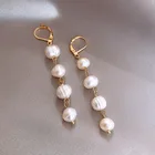 EH22145 Trendy Korean Long Baroque Freshwater Pearl Dangle Earrings Women Girls Custom Fashion Jewelry Aretes