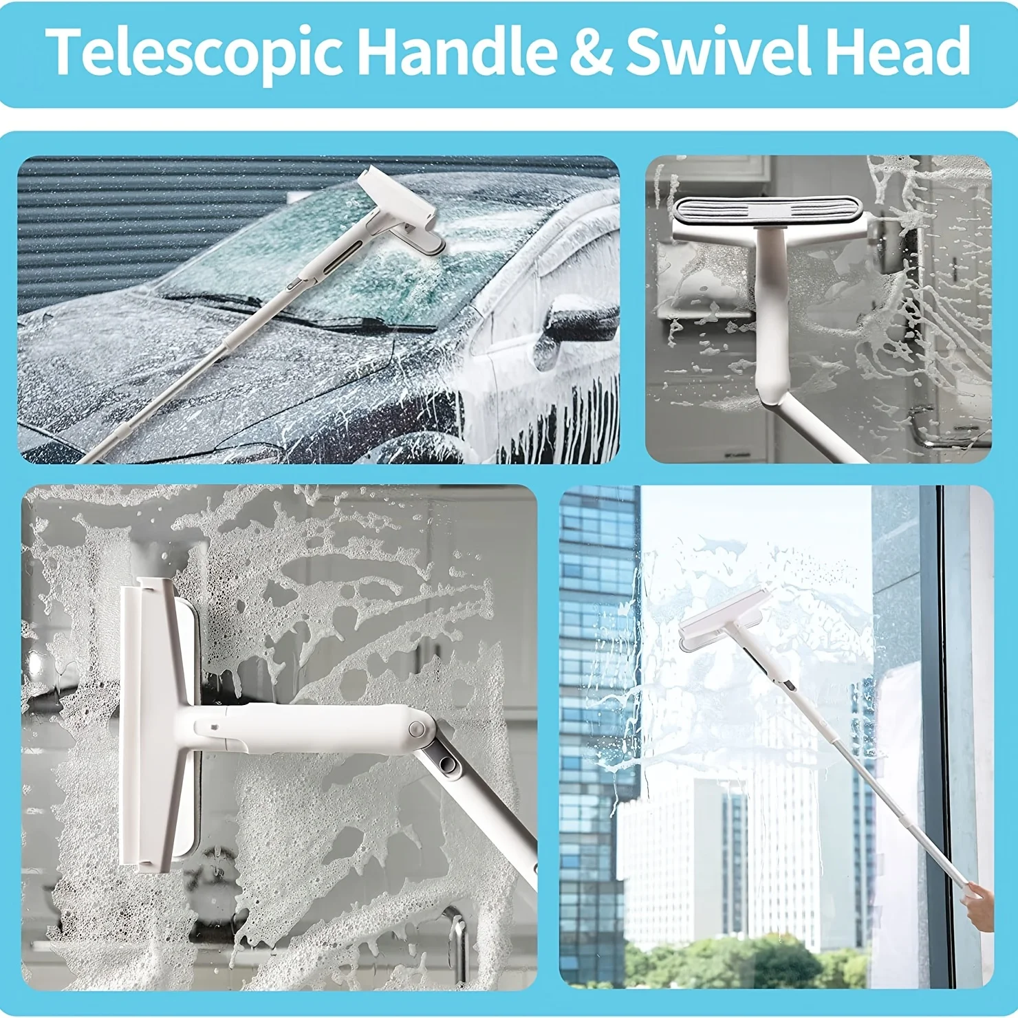 Easy to Use Window Cleaner with Telescopic Tube Car Glass Window Vacuum ...
