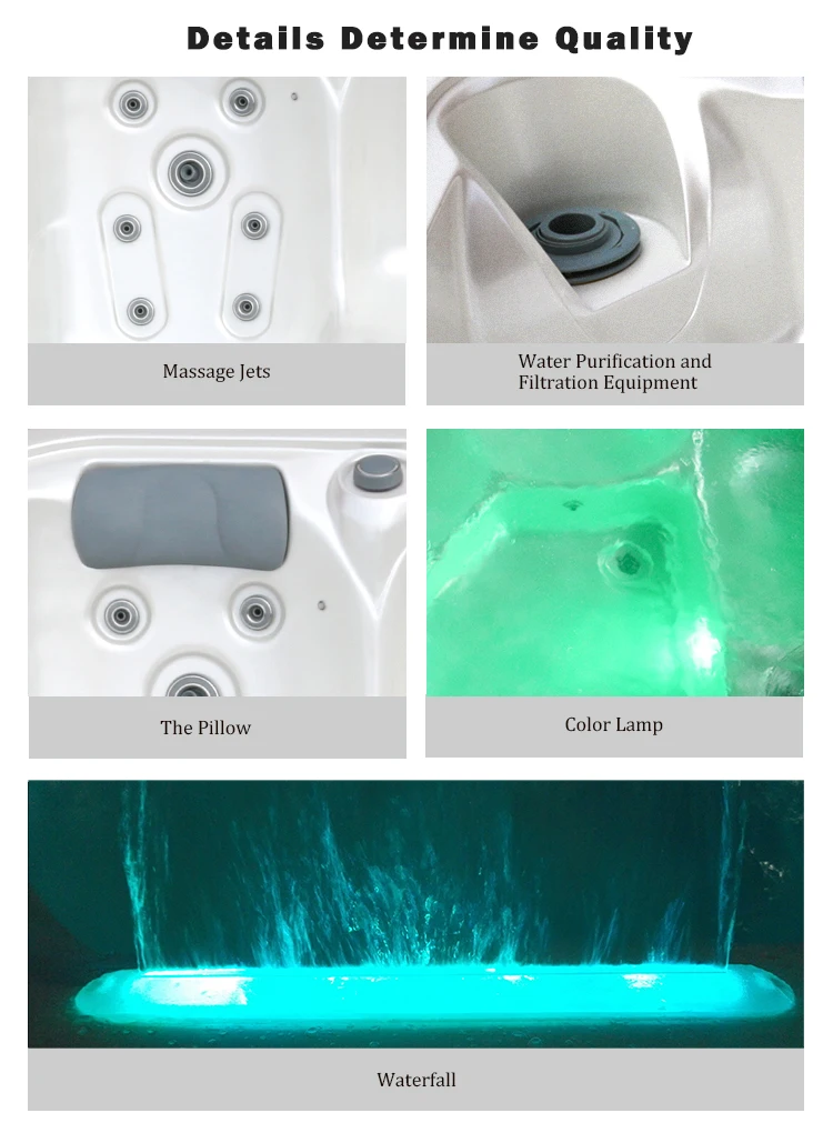 Freestanding Hot Tub with 3kw Heater 20mm Insulation and 3 Seats + 2 Loungers for Outdoor Relaxing