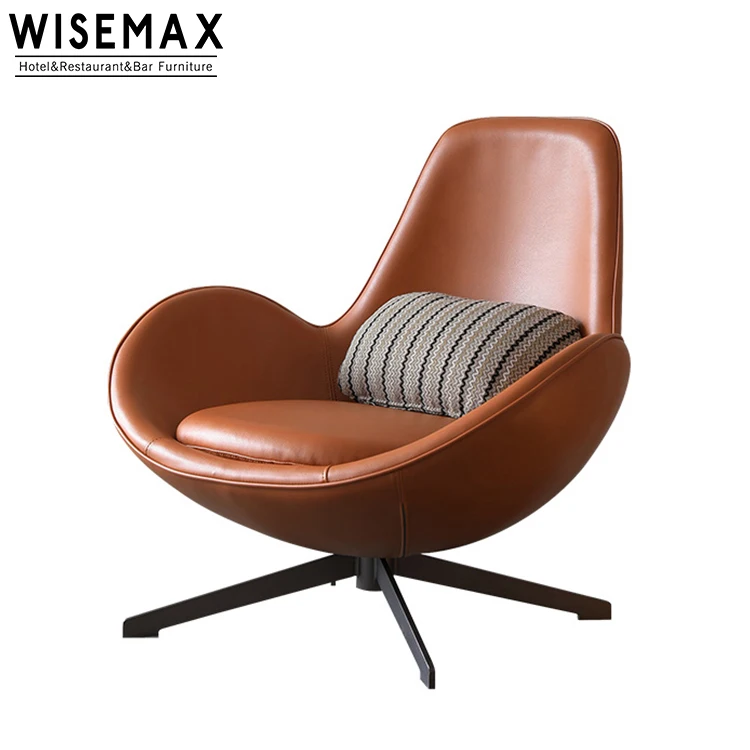 WISEMAX FURNITURE Modern Egg Shape Design Living Room Fabric Lounge Swivel Chair Comfortable High Back Accent Arm Chair