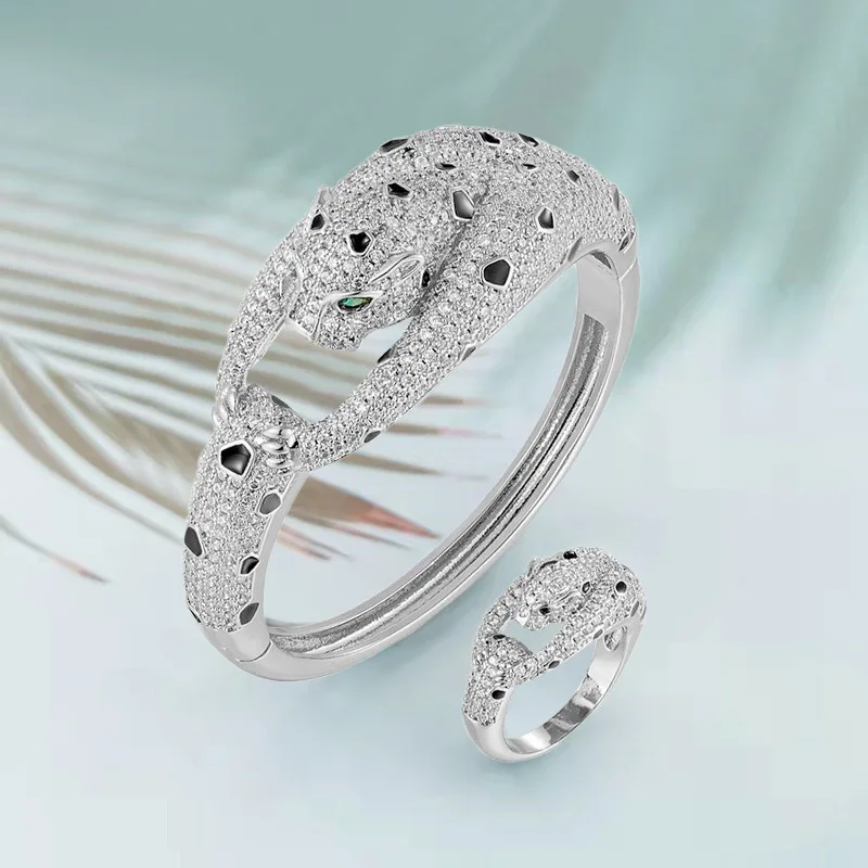 The Leopard Cubic Zirconia Dubai Enamel Luxury Jewelry Set Wedding