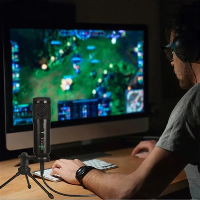 USB Mic BM858 Desktop Gaming Computer Condenser Microphone Set for Karaoke Tiktok Youtube Studio Video Podcast Recording Mic