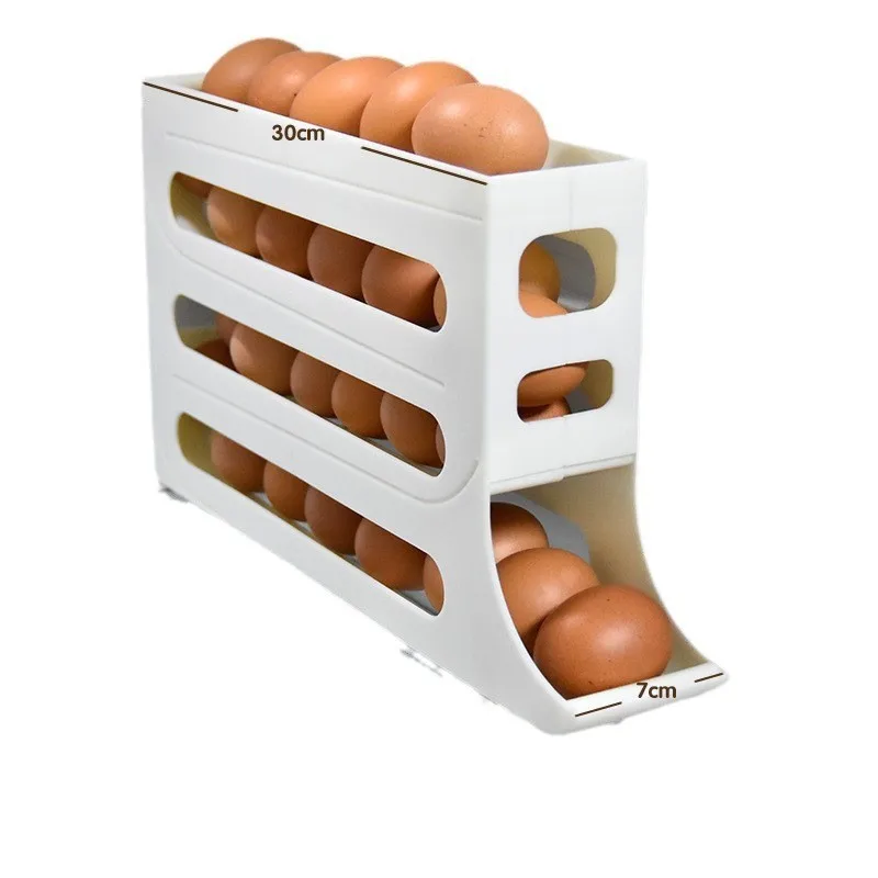 Egg Holders Dispenser for Home and Kitchen Space Storage Organizer Accessories Automatic Rolling Egg Trays with 4 Tiers