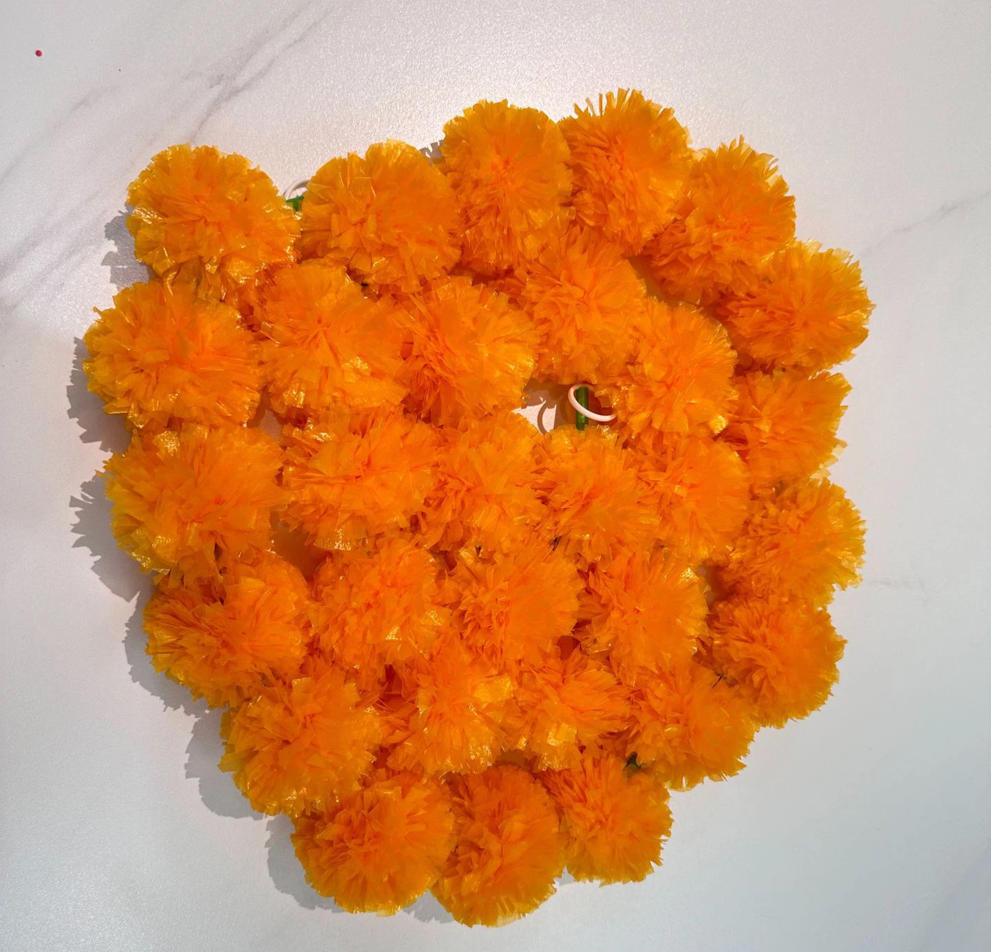 O-X372生地マリーゴールド花装飾卸売人工マリーゴールド花花輪