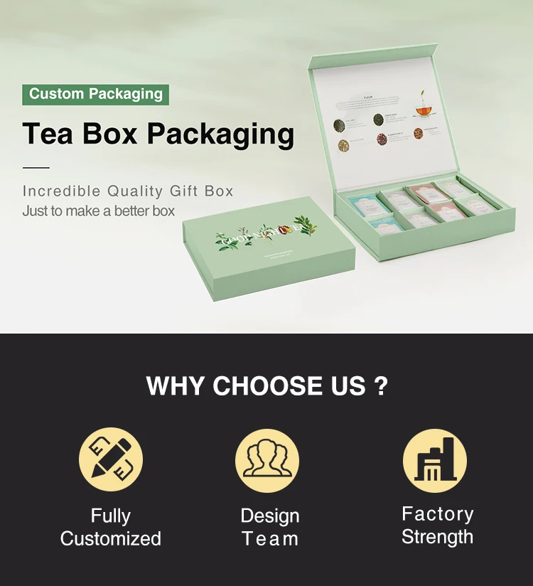 Wholesale Luxury Portable Paper Tea Box Gift Tea Bags Packing Cardboard