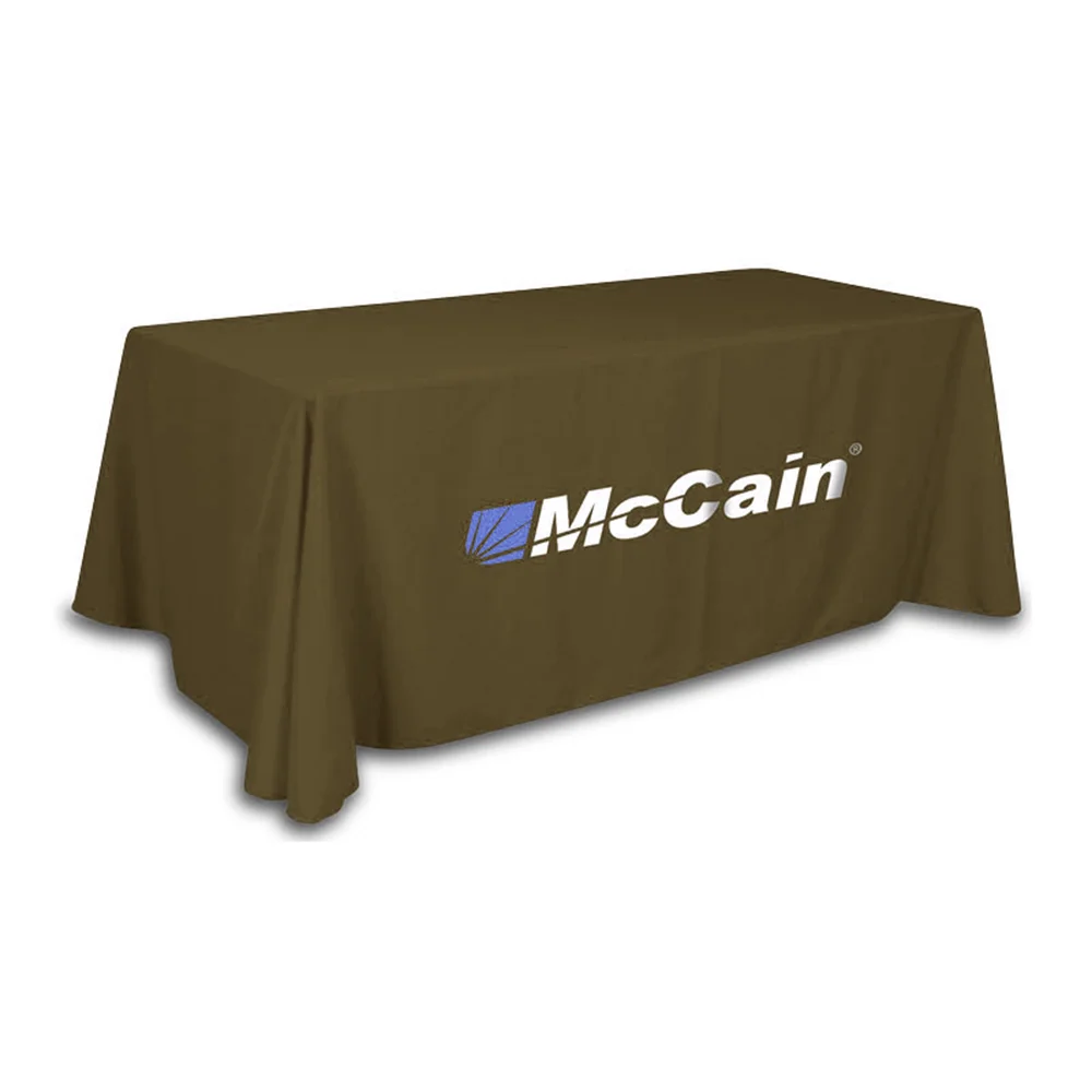 6ft Custom Designed Printed PVC Table Cloth Rectangular Satin Fabric with Logo Endless Pattern for Tradeshow