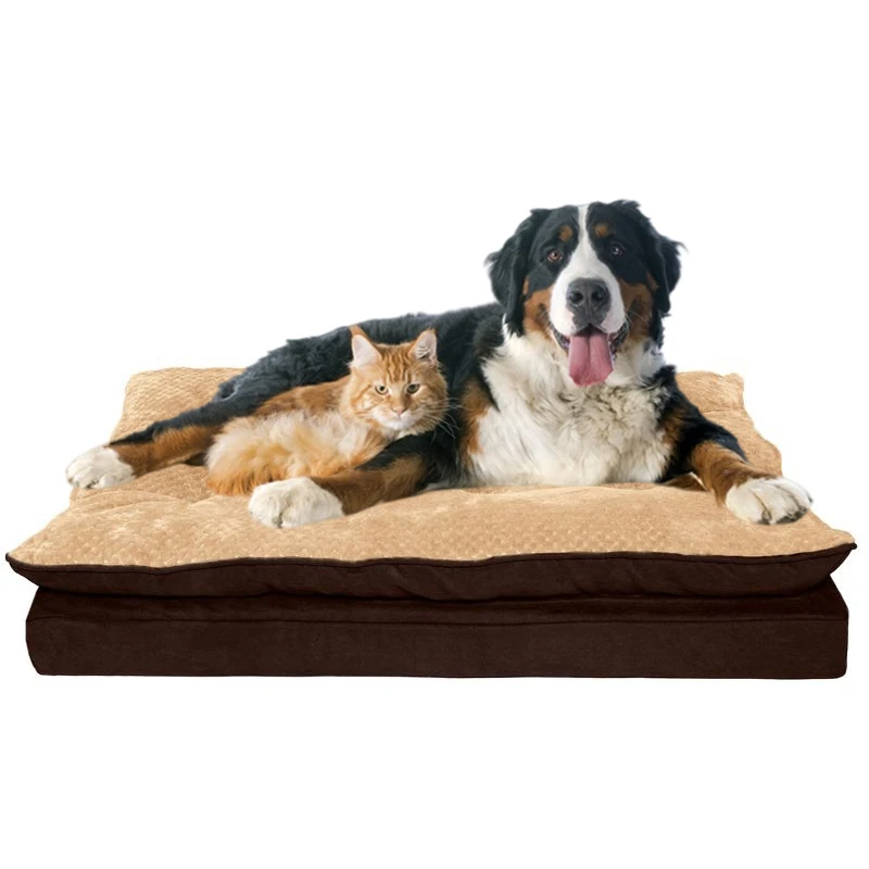 Dog products camas perro comfortable breathable reversible orthopedic memory foam cat dog crate bed pet cushion