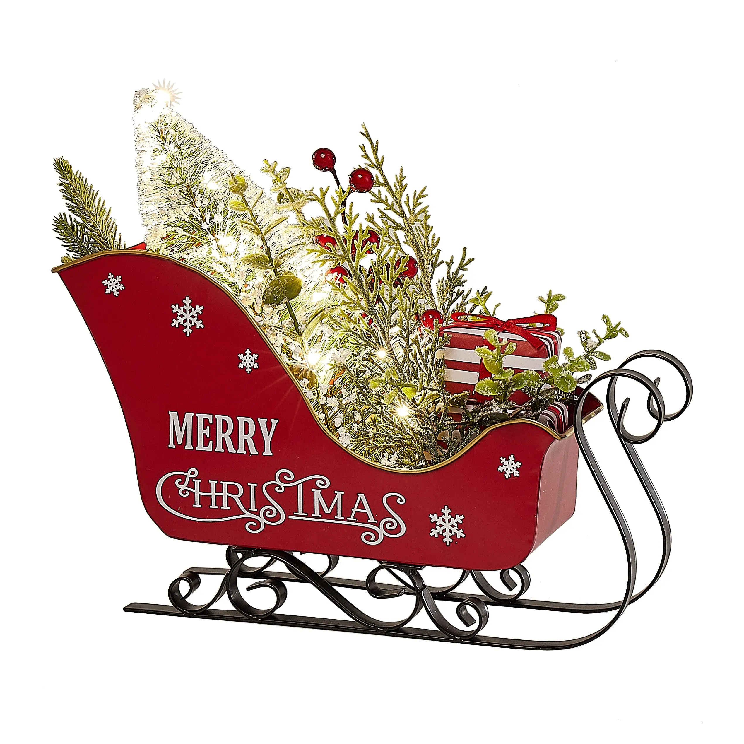 Stunning Christmas Sleigh Metal Sleigh 12.5" Christmas Santa Sleigh