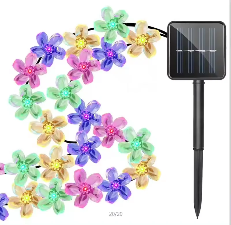 Solar Powered Flower Decorative Tree Lights Led Flowering 50 LED Garland Fairy Lights For Patio Tree Decoration