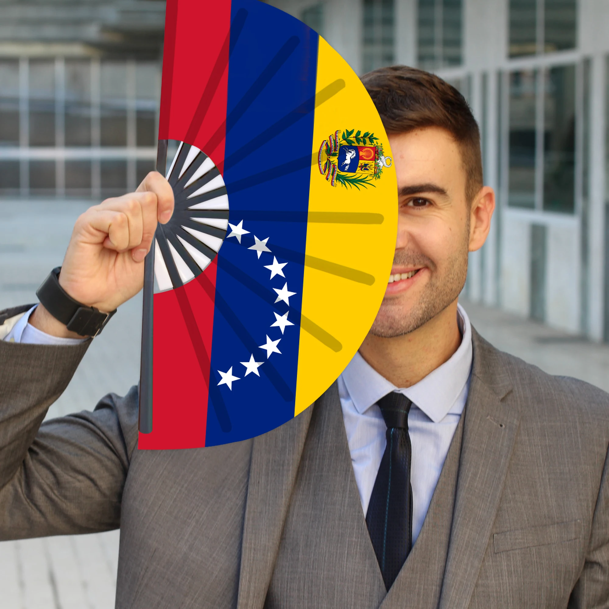 Éventail main drapeau venezuela accessoire décoratif traditionnel_voghion.com