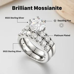 S925 Sterling Silver Plated Platinum Rings Set  Moissanite Luxury Sparkly Rings for Women Wedding No Tarnish Fine Custom Jewelry