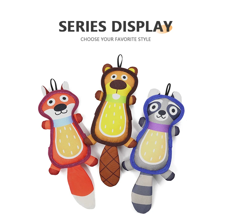 Stock Bulk Pet Interactive Toy Tough Oxford Animals Designer Soft Stuffed Beaver Squeaky Dog