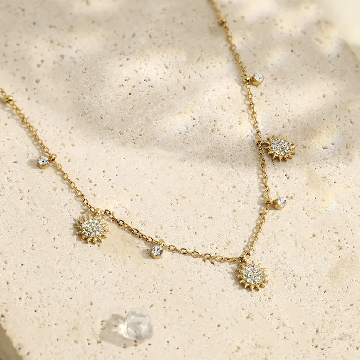 Stainless Steel Sunflower Pendant Necklace
