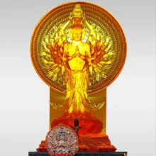 Casting Glass Crystal Glass Crafts Yellow God of Various  Wealth Fengshui Decor Casting Glass Products Thousand-hand Bodhisattva