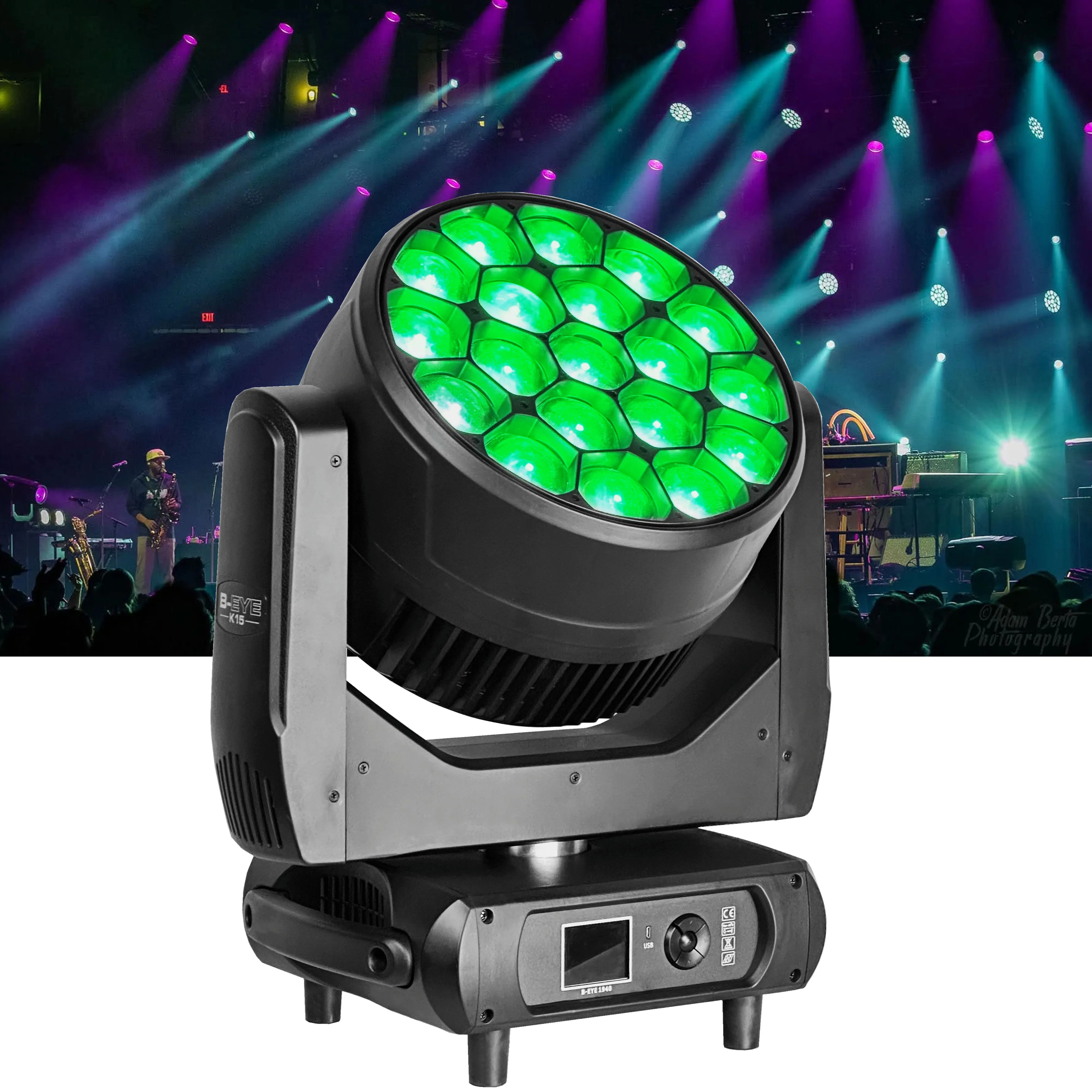 Luz LED Beam Wash 4 en 1 con Zoom ClayPaky, 19 Piezas B-EYE