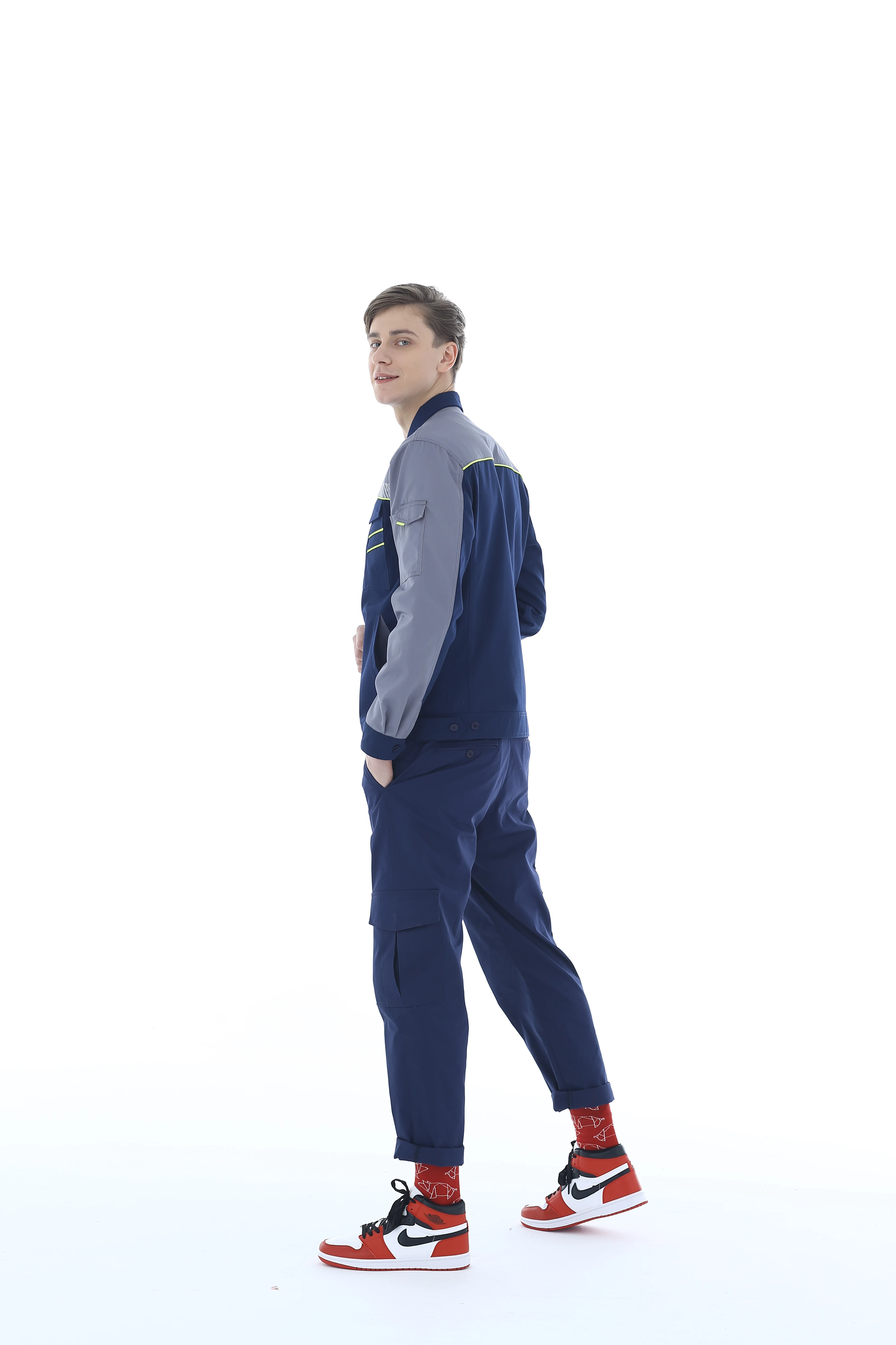 Oil and Waterproof Men's Navy Blue Splicing Color Workwear