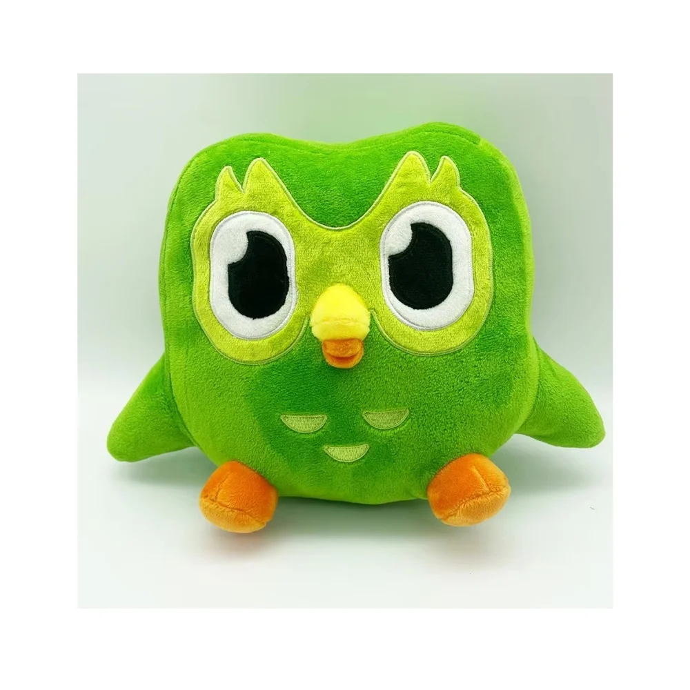 かわいいグリーンのデュオリンゴフクロウぬいぐるみアニメドール