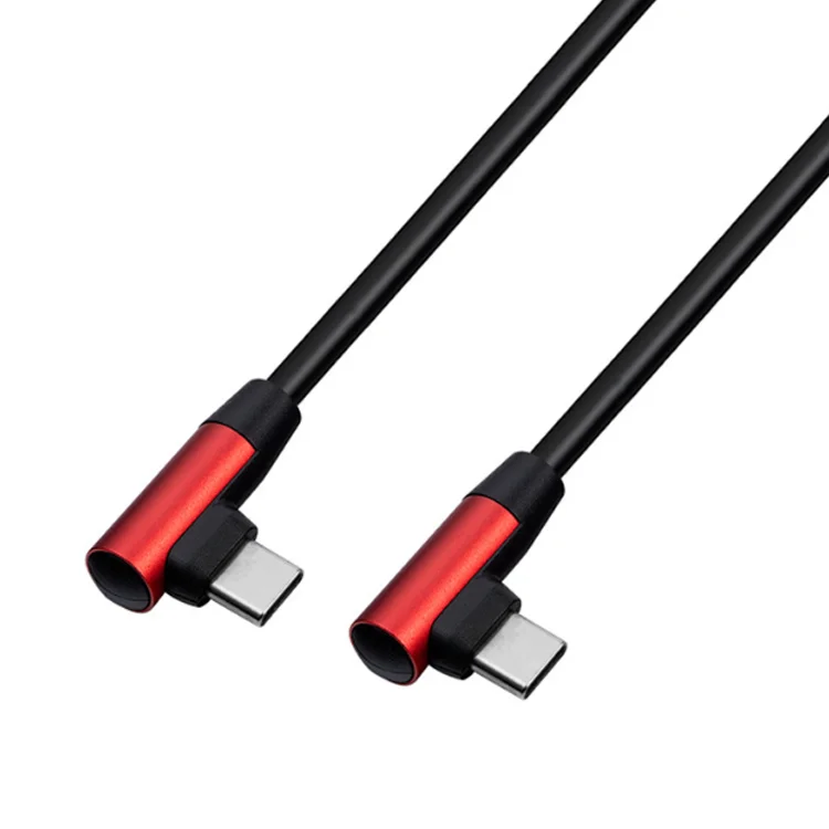 Type C L Shape Male to Male 90 Degree Fast Charging Cable Aluminum Shell Right Angle USB C Data Cable