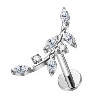 G23 Titanium Labret Lip Studs Zircon on Top 16G Nose Earrings Studs Tragus Helix Ear Cartilage Lobe Women Piercing Jewelry