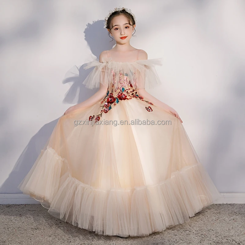 Vestido De Encaje De Flores De Tul Para Niña,Traje De Baile De Novia,Vestido  De Princesa Para Niña,Fiesta De Boda,Vestido De Primera Comunión - Buy Flor  Chica Vestido De Niños,Temperamento De Los Niños