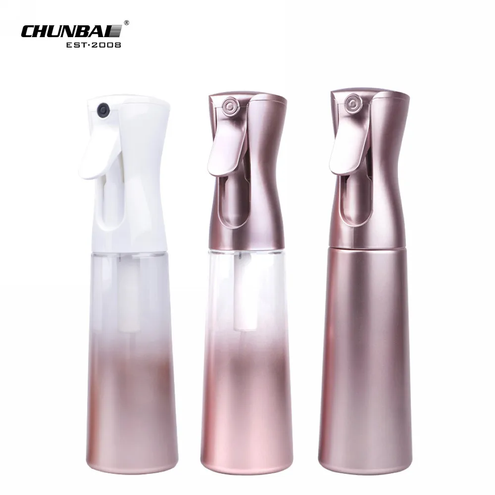 100ml 200ml Hebei Colorful Gradient Ramp Rose Gold Blue Plastic Fine Mist Spray Plastic Bottle Trigger Continuous Spray Logo