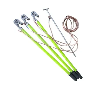 RunZe 3/4 Phases High Voltage Earthing Set with Fiberglass Grounding Sticks Nd Clamp Ground Rod (0.4kv-500kv for Power Stations)