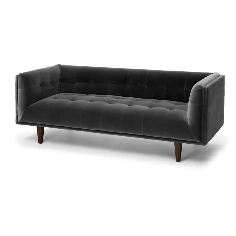 Velvet Grey Color Fabric Couch Chesterfield Living Room Sofa Home